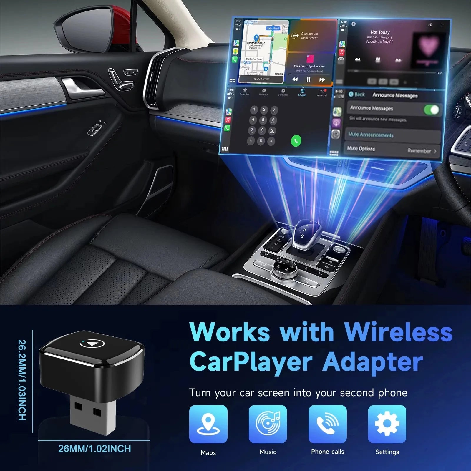 Carplay Box Mini Adapter For Android iPhone Auto 2-in-1 Wired to