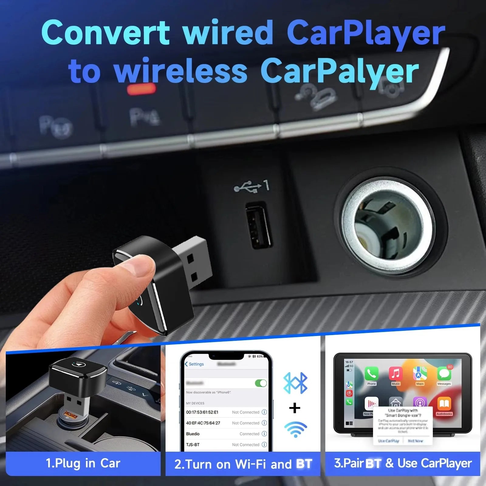 Carplay Box Mini Adapter For Android iPhone Auto 2-in-1 Wired to