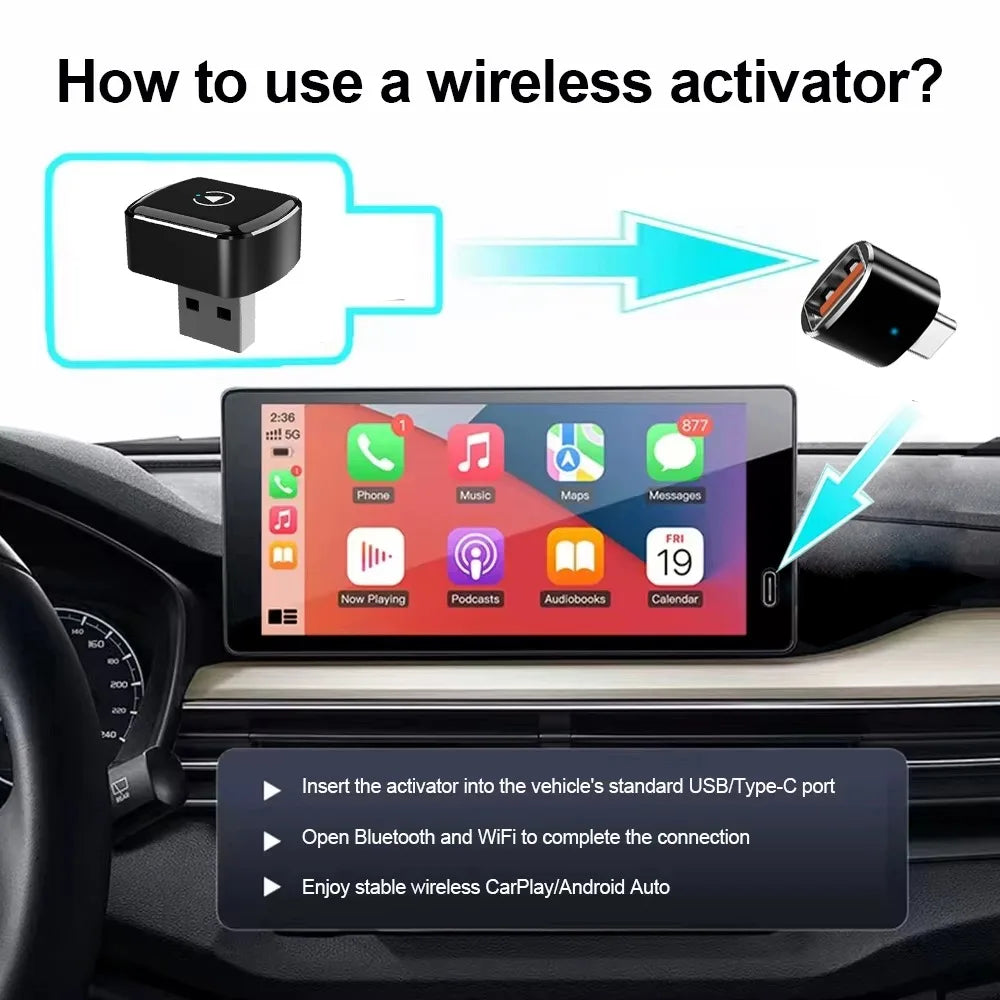 Carplay Box Mini Adapter For Android iPhone Auto 2-in-1 Wired to
