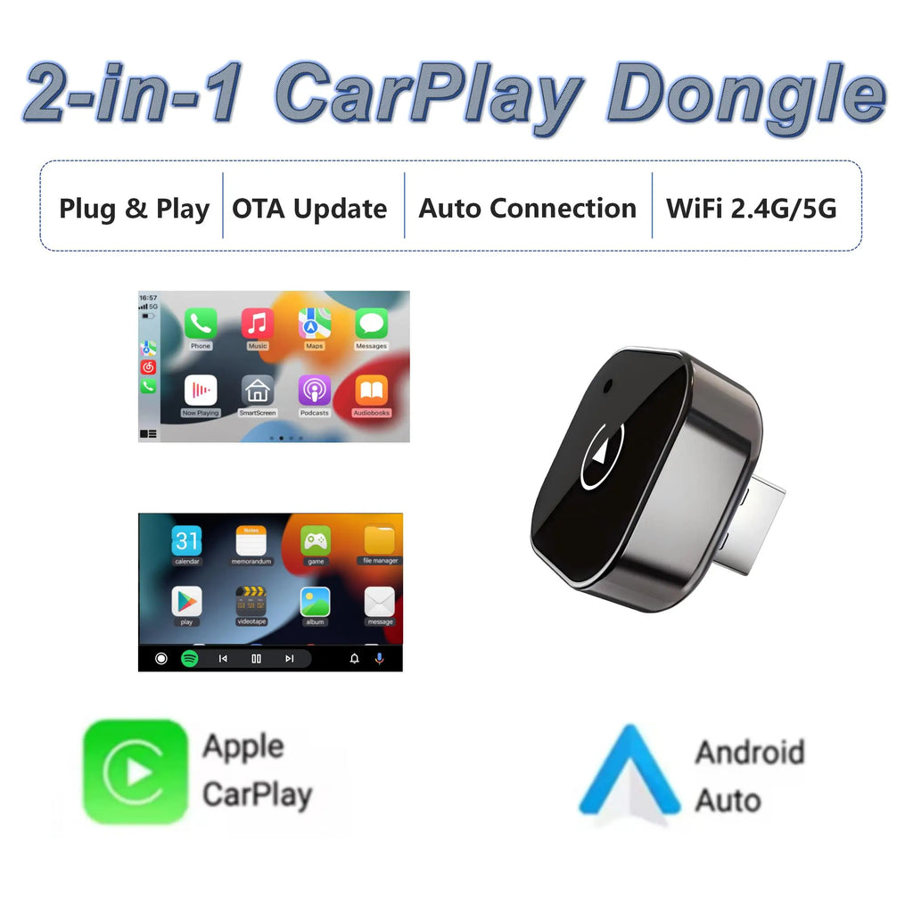 2 IN 1 Wireless Carplay Adapter, Converts Wired to Wireless carplay