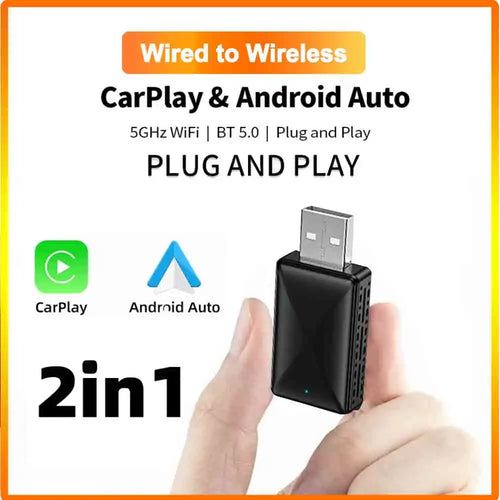 NEW Wireless Carplay Adapter Android Auto 2in1 Smart Mini Box  WIFI BT