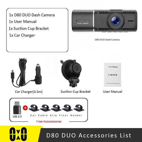 Dual Camera Car Dash Cam Car Dvr Registrator Full HD 1080P Video